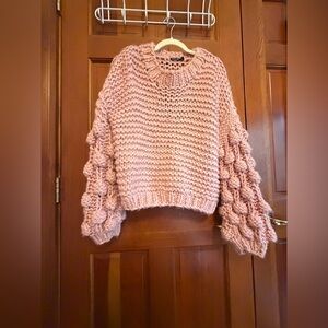 Call it Knits Pom Pom Balloon Sleeve Sweater Sz M - Excellent condition
